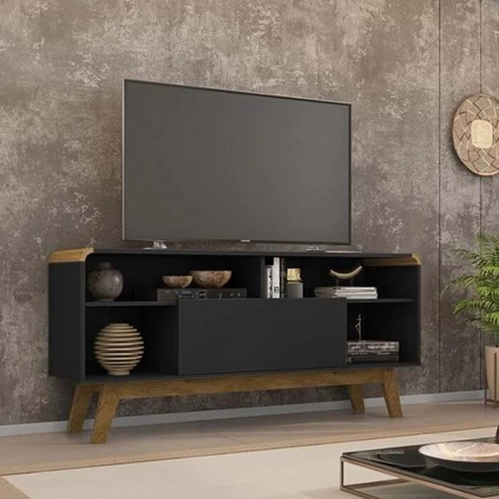 Rack Lazuli Preto Fosco TV até 55 Polegadas Larg. 1.35m Bechara - Móveis furniture