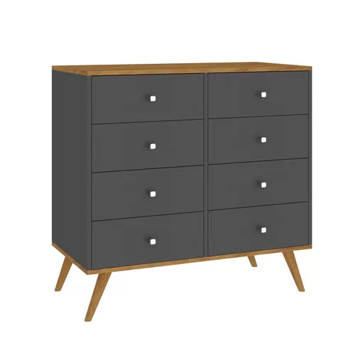 Cômoda Retrô 8 Gavetas Fellicci Nogal/Grafite - Móveis furniture
