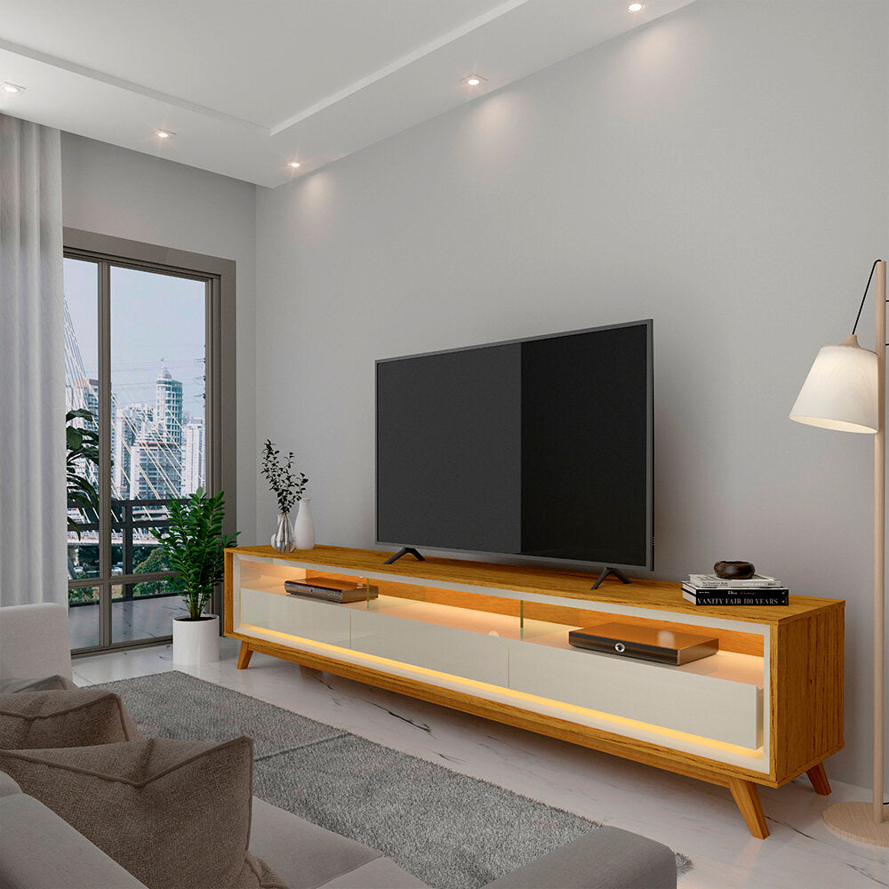 Rack Requinte 212 3G com LED Naturale.Off White Gelius - Móveis furniture