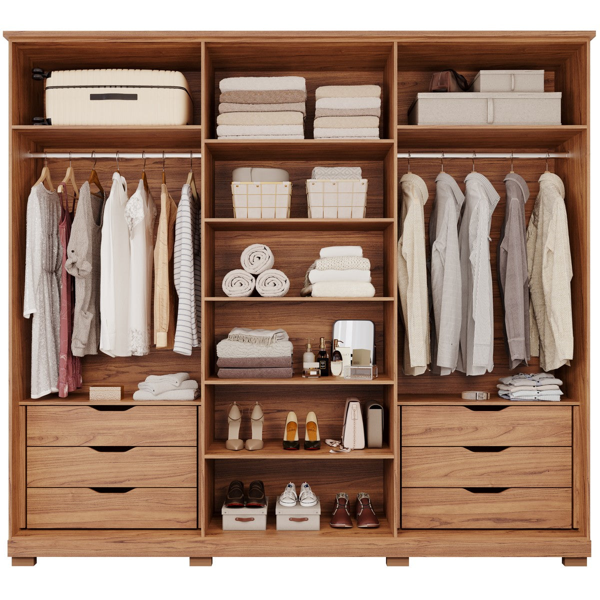 Guarda-Roupa 6 Portas La Belle 2,67 m Cinamono/Off White – PANAN MÓVEIS - Móveis furniture