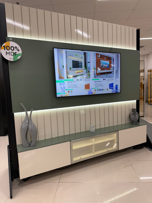 Home até 85″ Soberano 260 Off White/Verde Floresta – GELIUS - Móveis furniture