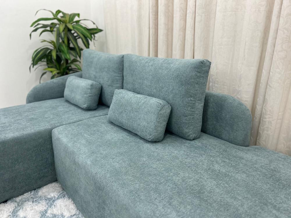 Sofá Orgânico Jade Com Cheise 2.40m – Boucle Verde - Móveis furniture