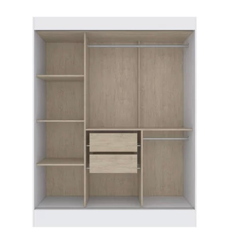 Guarda Roupa Casal 3 Portas de Correr 2 Gavetas 2 Espelhos Marselha - Móveis furniture