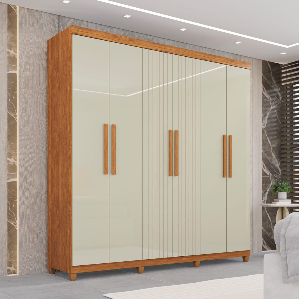 Roupeiro Portugal Frison 6P2G Cinamomo.Off White Imop - Móveis furniture