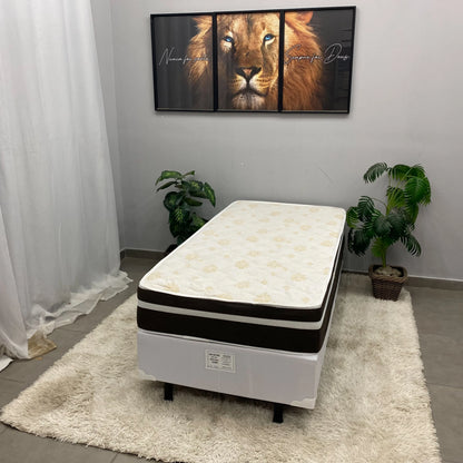 Base em Veludo com Colchão Bio Classic Solteiro com Molas Ensacadas 67x188x88cm Bio Flex
