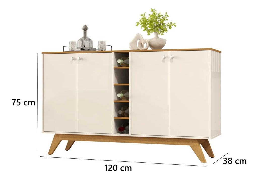 Buffet 4 Portas Jocasta Off White/Cedro – SAL MOVELARIA