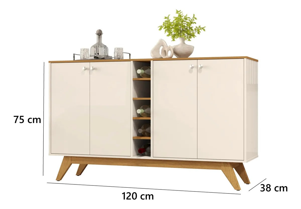 Buffet 4 Portas Jocasta Off White/Cedro – SAL MOVELARIA