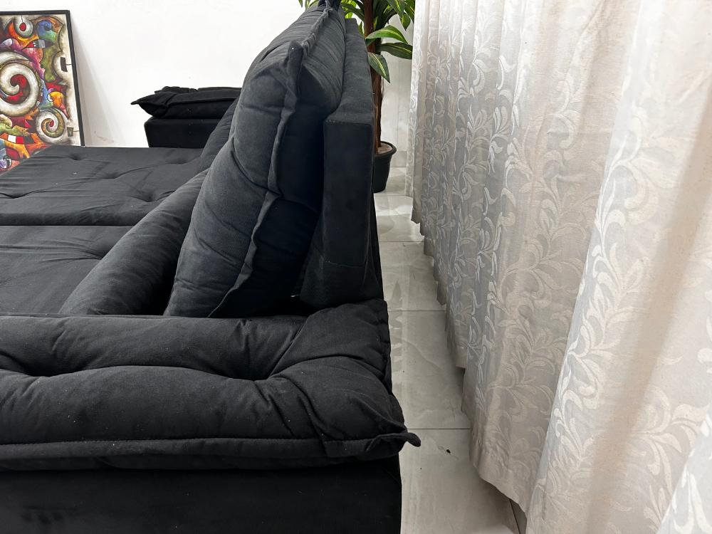 Sofá Retrátil Reclinável Grécia 1.90m – Preto Veludinho - Móveis furniture