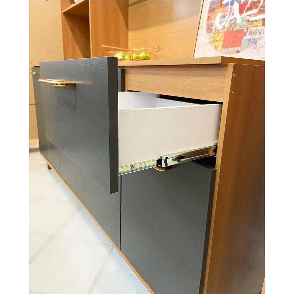 Kit Cozinha Núria Ripado 3D 9 Portas 1 Gaveta Larg. 1.80m Freijó/Grafite Poliman