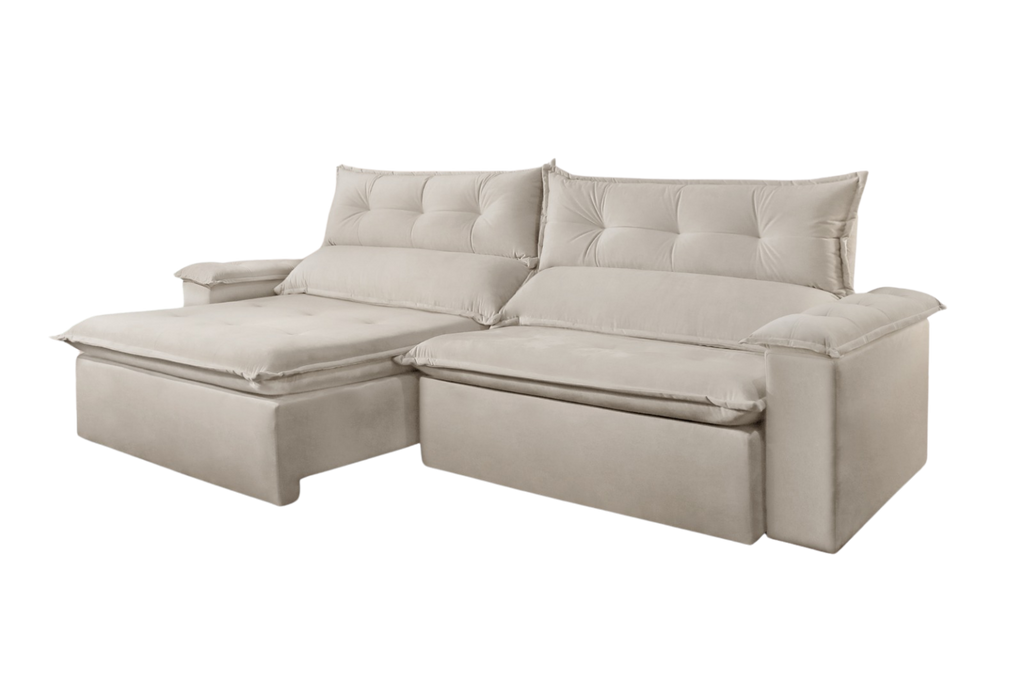 Sofá Retrátil e Reclinável 2,50 m S-102 Linho Bege 117 – SUPREMA ESTOFADOS