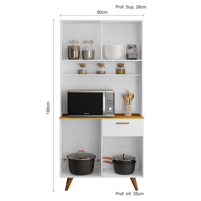 Kit Cozinha Izis 4 Portas 1 Gaveta Larg. 0.90m Branco Poliman - Móveis furniture