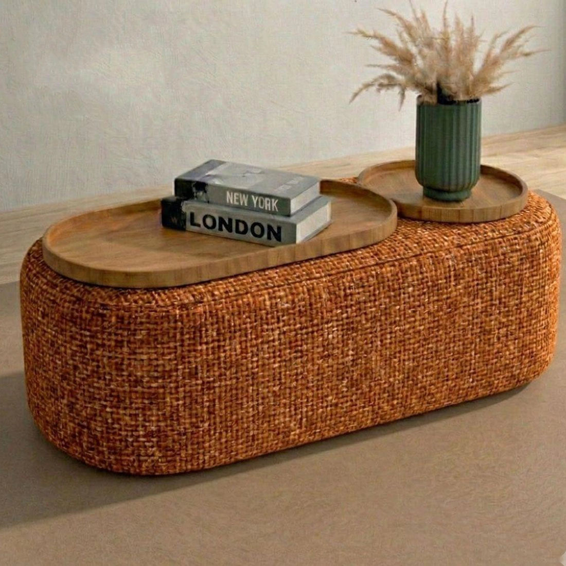 Mesa de Centro Madrid Tecido Linhão House Decor