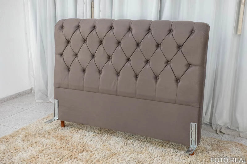 Cabeceira Queen Estofada Lavínia Larg. 1.60m Sued Cinza - Móveis furniture