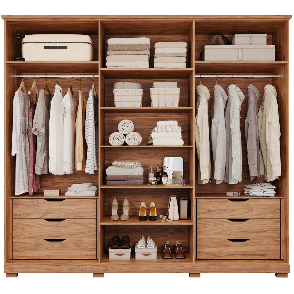 Guarda-Roupa 6 Portas Reflecta La Belle 2,67 m Cinamono/Off White – PANAN MÓVEIS - Móveis furniture