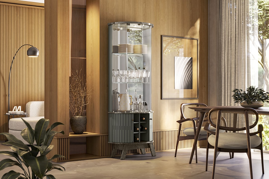 Cristaleira Marina 4P Jade.Oliva - Móveis furniture