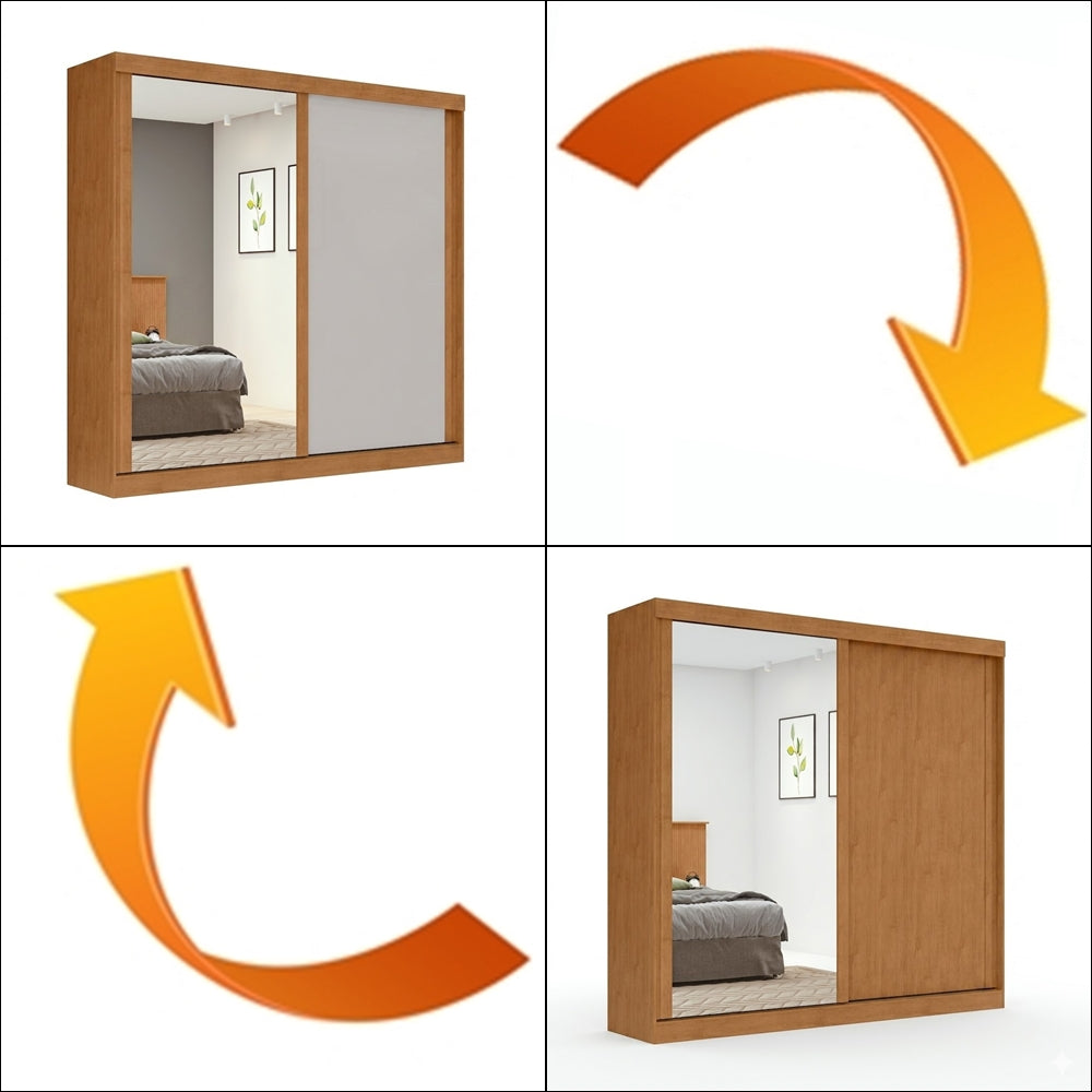 Guarda-Roupa 2 Portas Zeine 1,80 m Amêndoa Clean/Off White/Amêndoa Clean – LOPAS