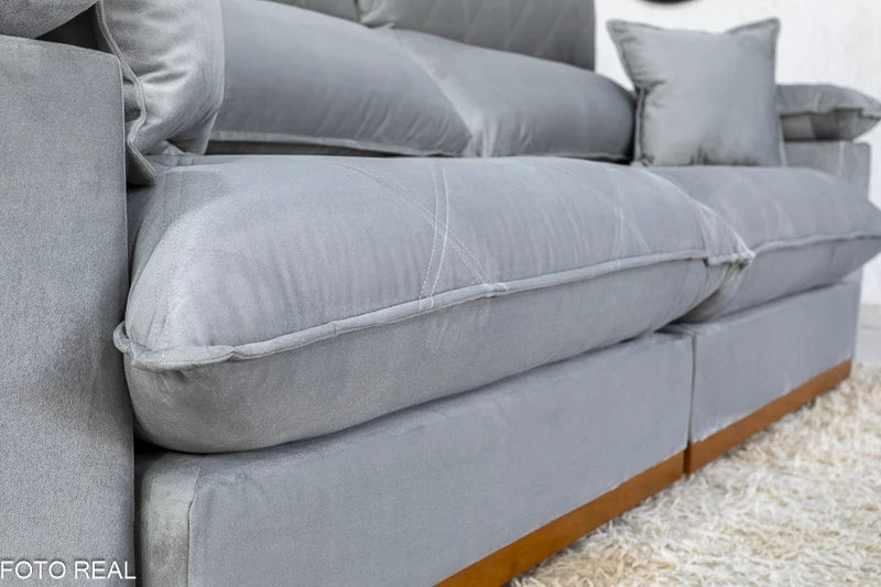 Sofá Retrátil Reclinável 2.30m Magnum Veludo Prata - Molas Ensacadas