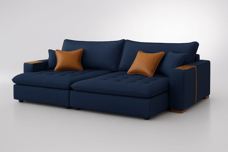 Sofa Cama Retratil Mariah 250 2x100 + Braco 25cm Linho Bege 01 Idealle