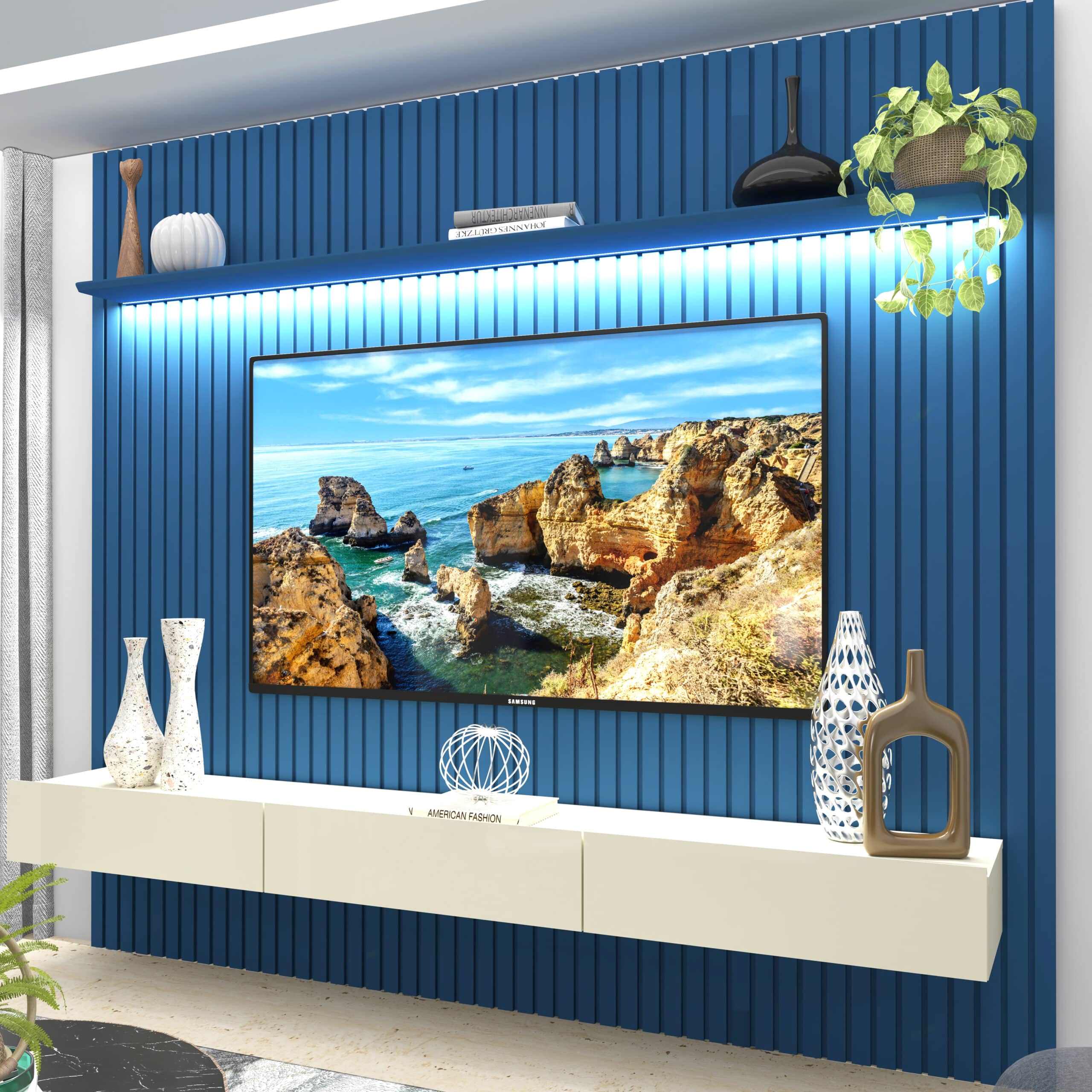Home Nobre Ripado 230 1P3G com LED Azul.Off White Gelius