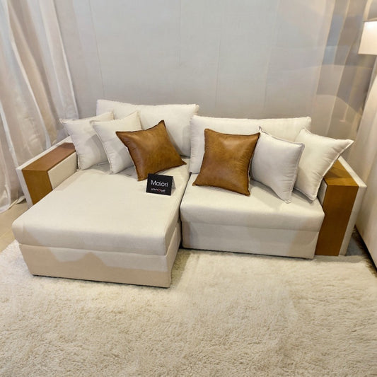 Sofá Cama Retrátil Maiori 2,32 m Linho Marfim 12 – INNOVE ESTOFADOS
