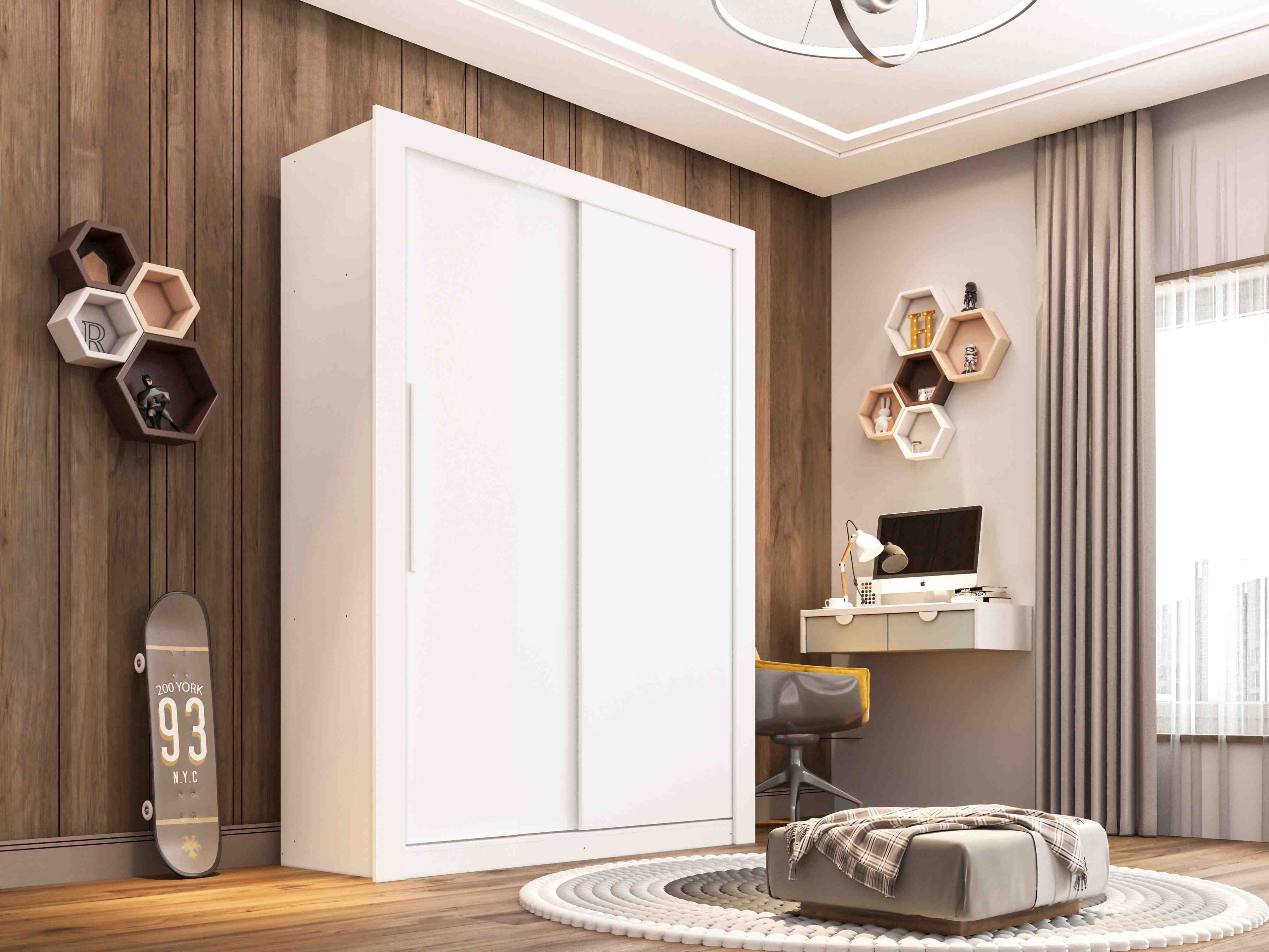 14177.Roupeiro Panama 2P2G sem Espelho Branco Salleto - Móveis furniture