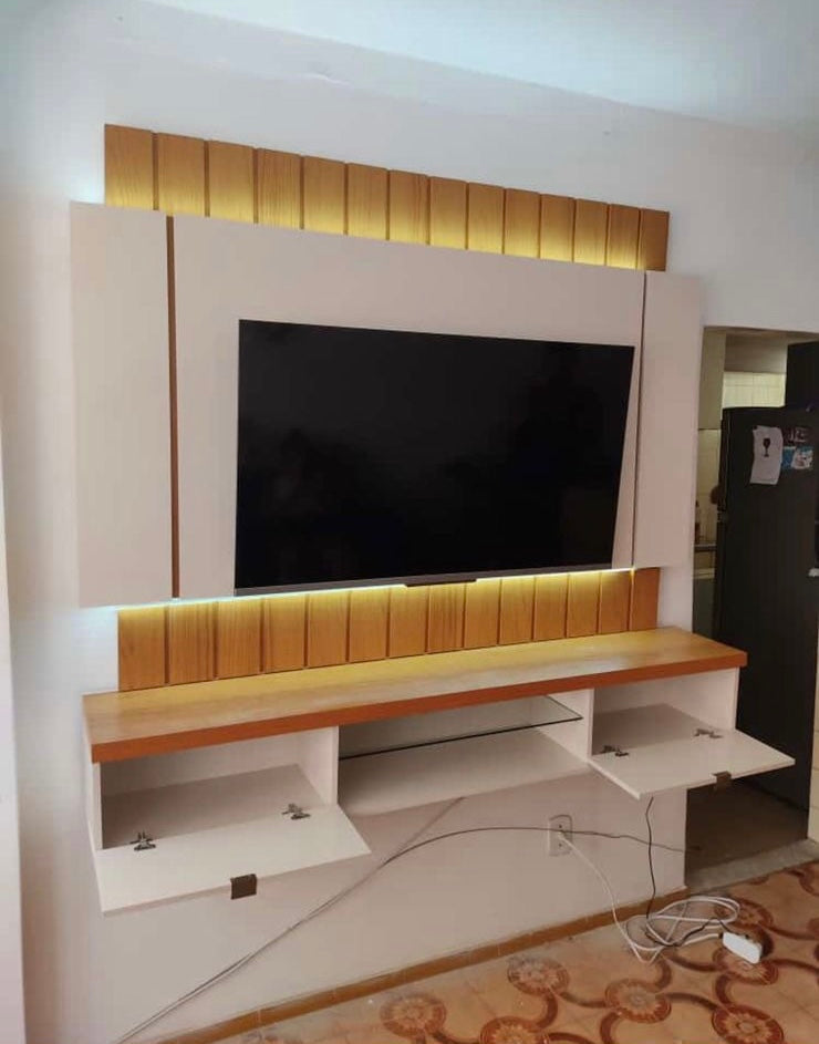 Home Suspenso até 55″ Ilusion 1.8 Off White/Cinamono - Móveis furniture