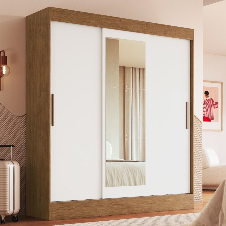 Guarda-Roupa 3 Portas Londres 69000 1,80 m Off White/Nogueira – DORIPEL