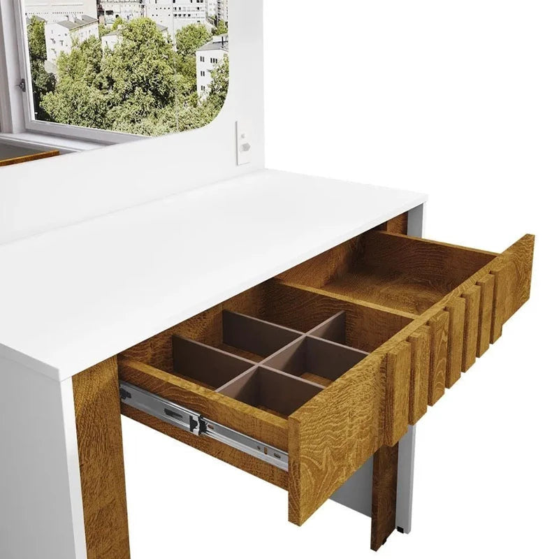 Penteadeira Camarim Rouge Branco/Nature Larg. 0.90m - Bechara