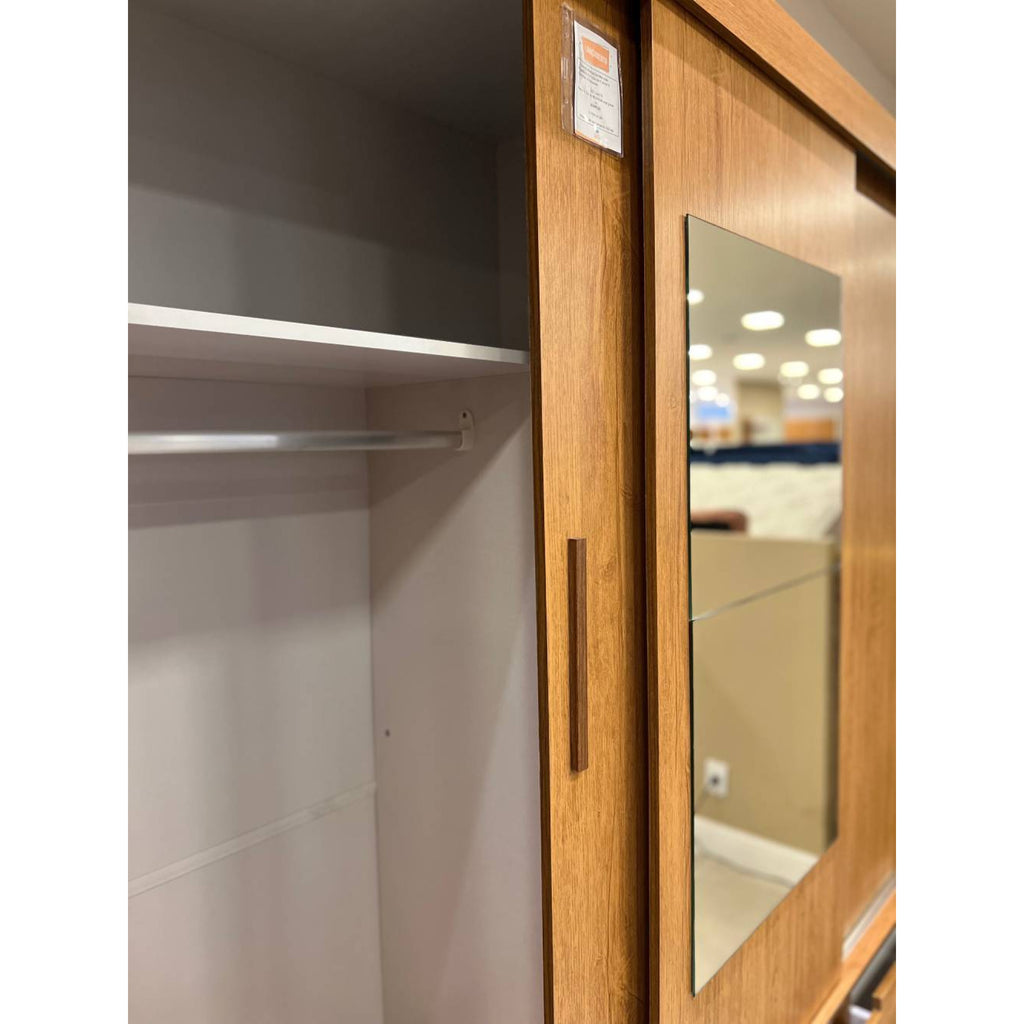 Roupeiro Sevilha 3 Portas 9 Gavetas C/Espelho Larg. 1.62m Cinamomo - Móveis furniture