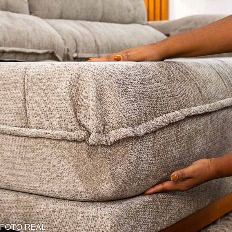 Sofá Retrátil Reclinável Itauna 2.30m Chenille Bege 574 D28 Soft - Molas Ensacadas