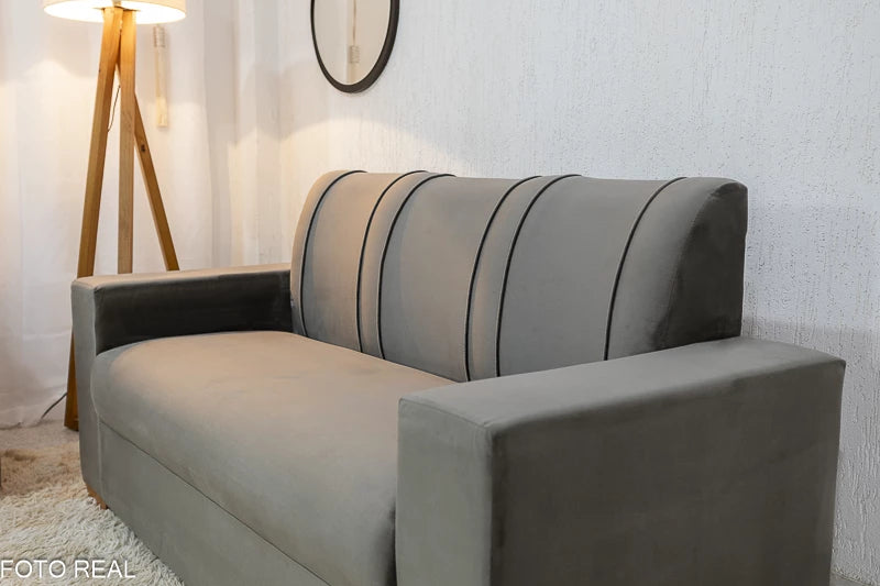 Sofá 3 e 2 lugares Maceió Veludo Cinza - Móveis furniture
