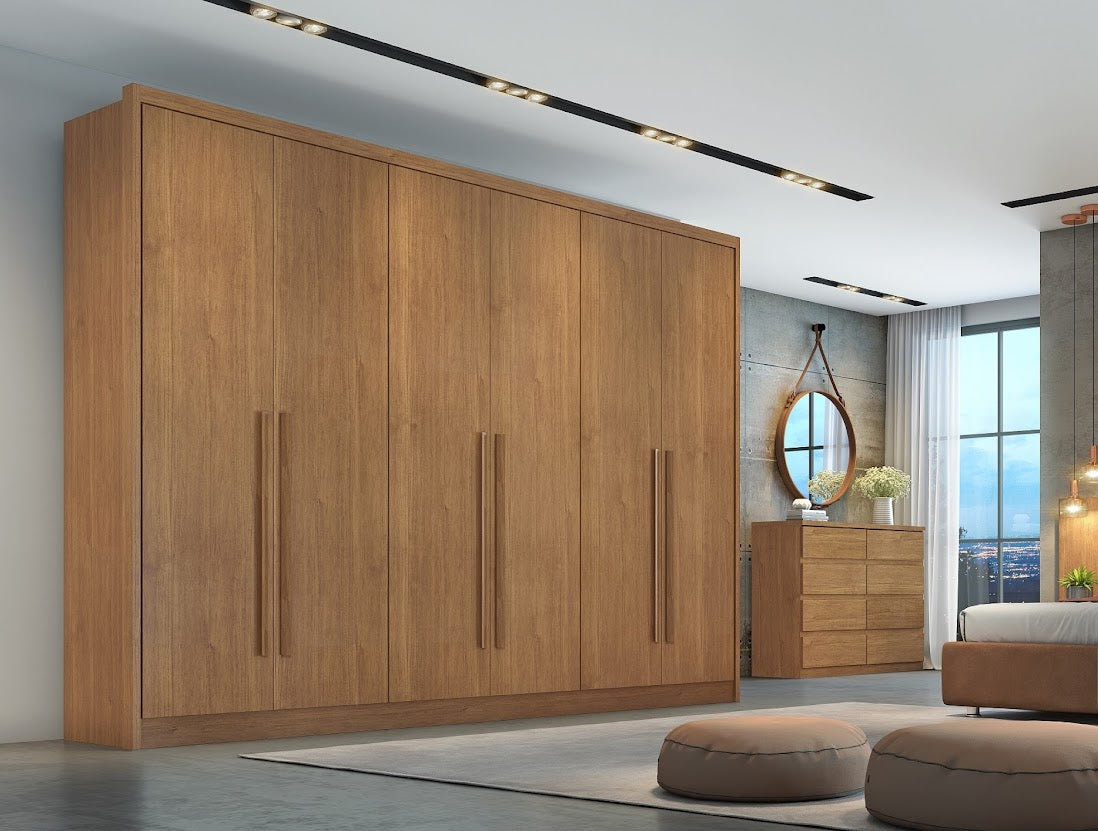 Roupeiro Casal Robust Plus Cumaru 6 Portas 6 Gavetas 100% MDF - Novo Horizonte