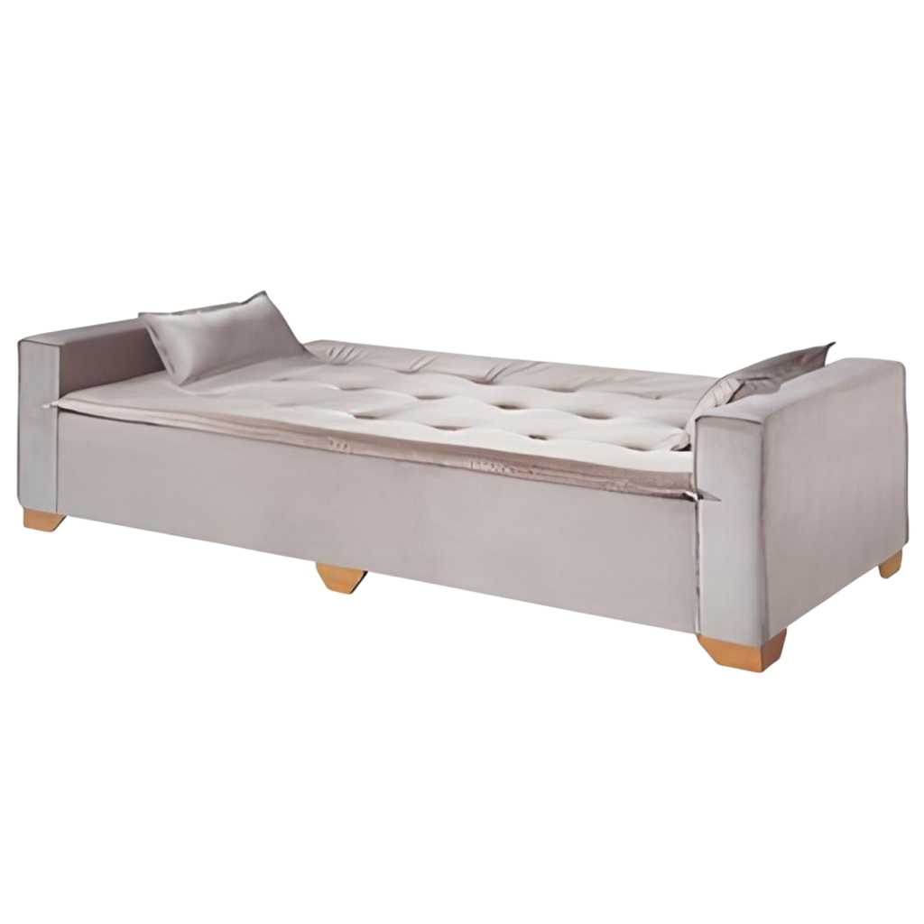 Sofá Cama Canadá 2,18 m Veludo Bege 194 – TOP ESTOFADOS