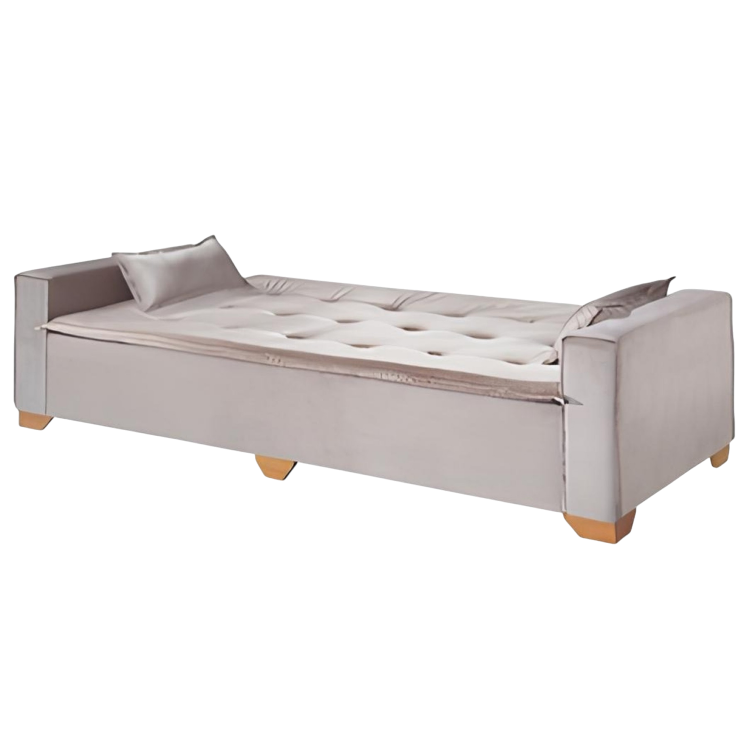 Sofá Cama Canadá 2,18 m Veludo Bege 194 – TOP ESTOFADOS