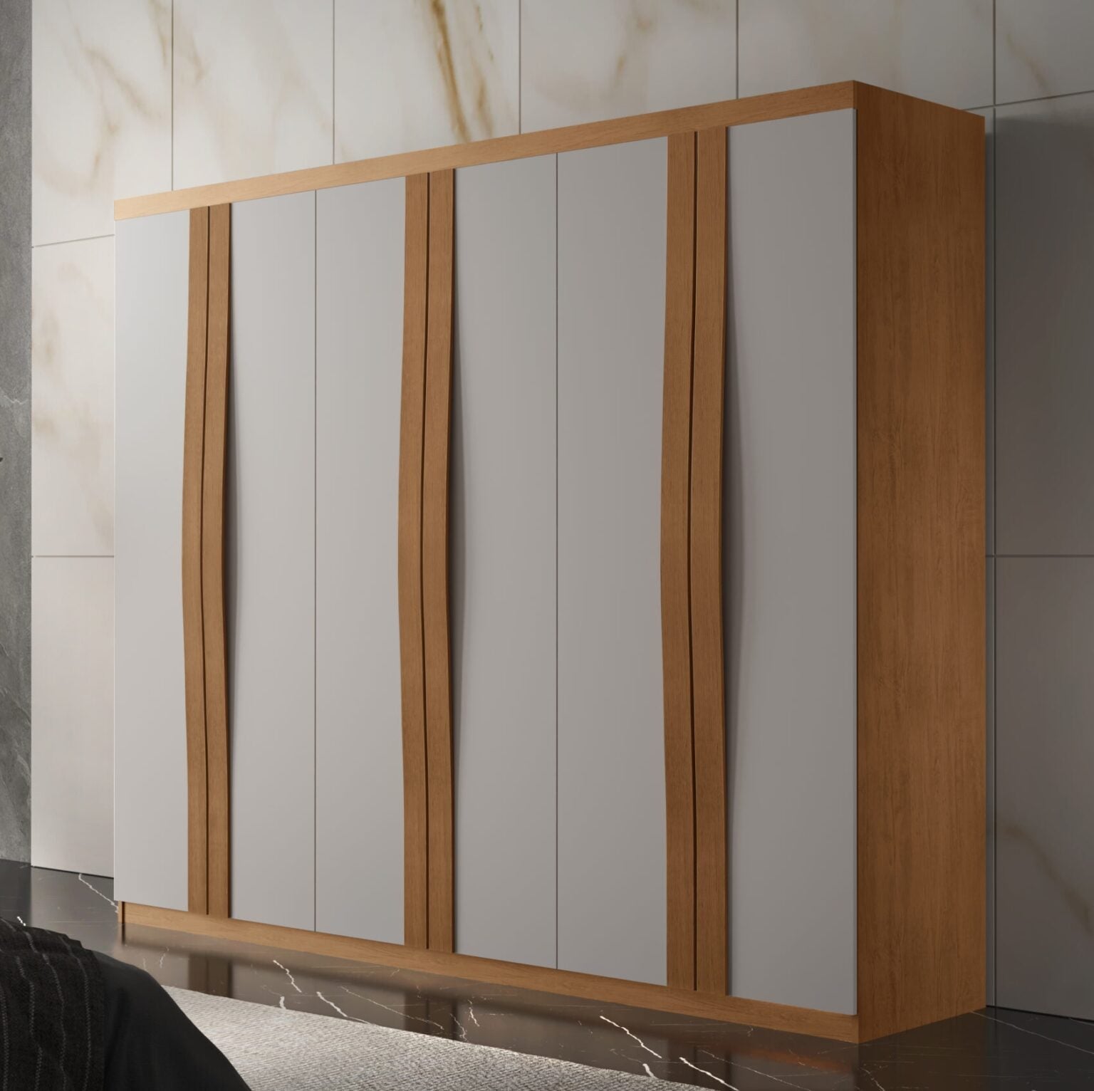 Guarda-Roupa 6 Portas Grécia 1,80 m Naturale/Off White - Móveis furniture