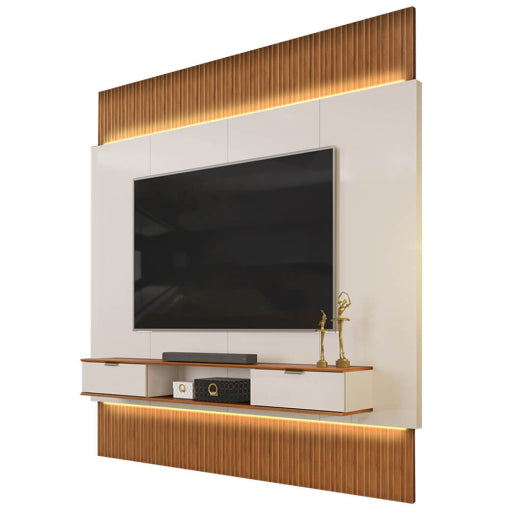 Painel Extensível Hit 229cm para TV até 85 Polegadas Ripado com LED 2 Gavetas DJ - Móveis furniture