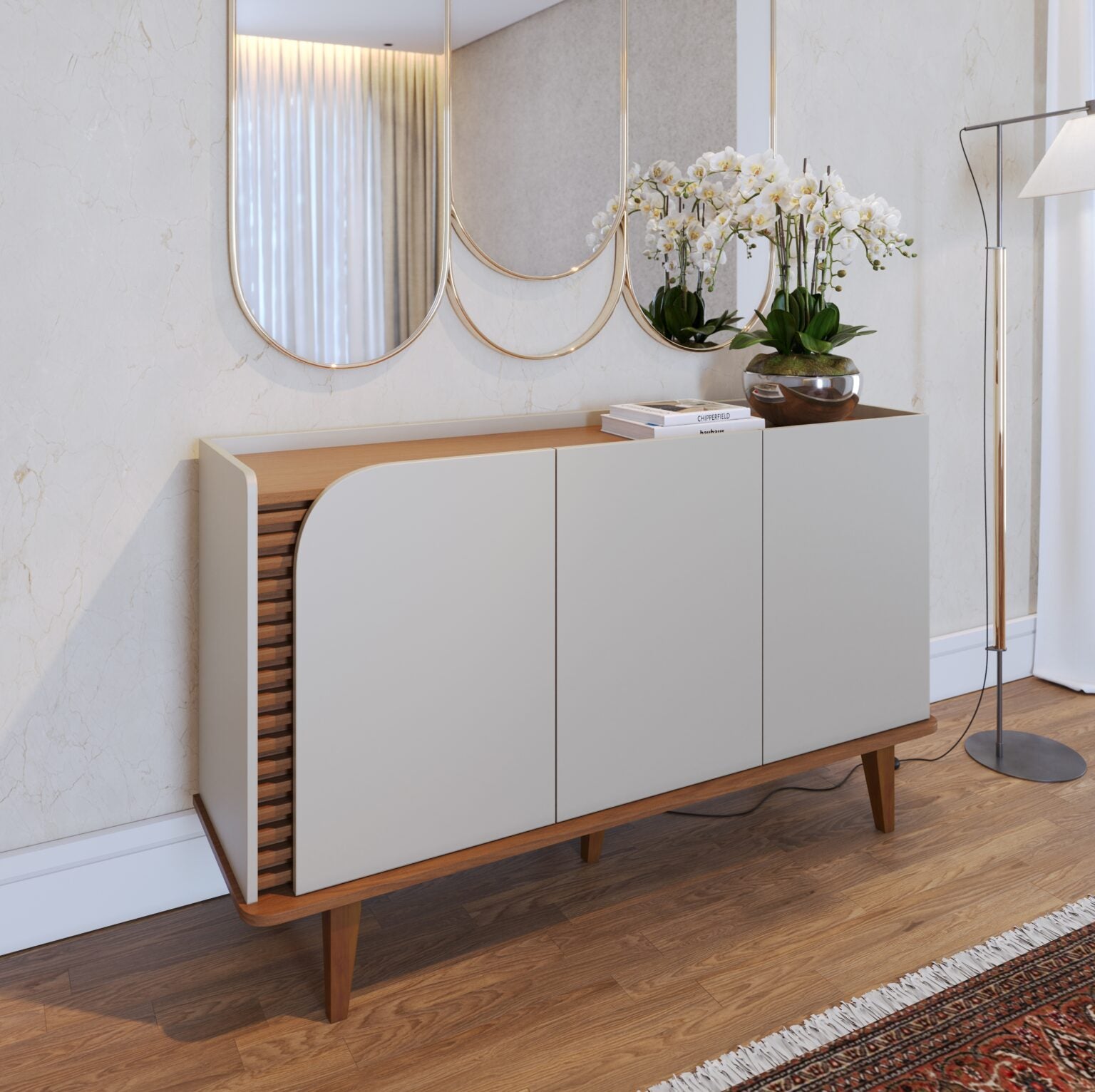 Buffet Jurerê Off White Matte/Freijó - Móveis furniture