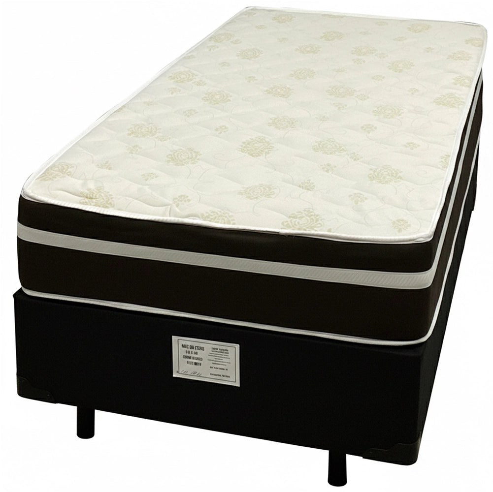 Base em Veludo com Colchão Bio Classic Solteiro com Molas Ensacadas 67x188x88cm Bio Flex