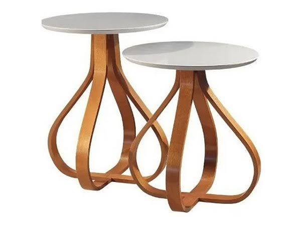 Conjunto 2 Mesas Lateral Bela Cebola Com Vidro - Móveis furniture