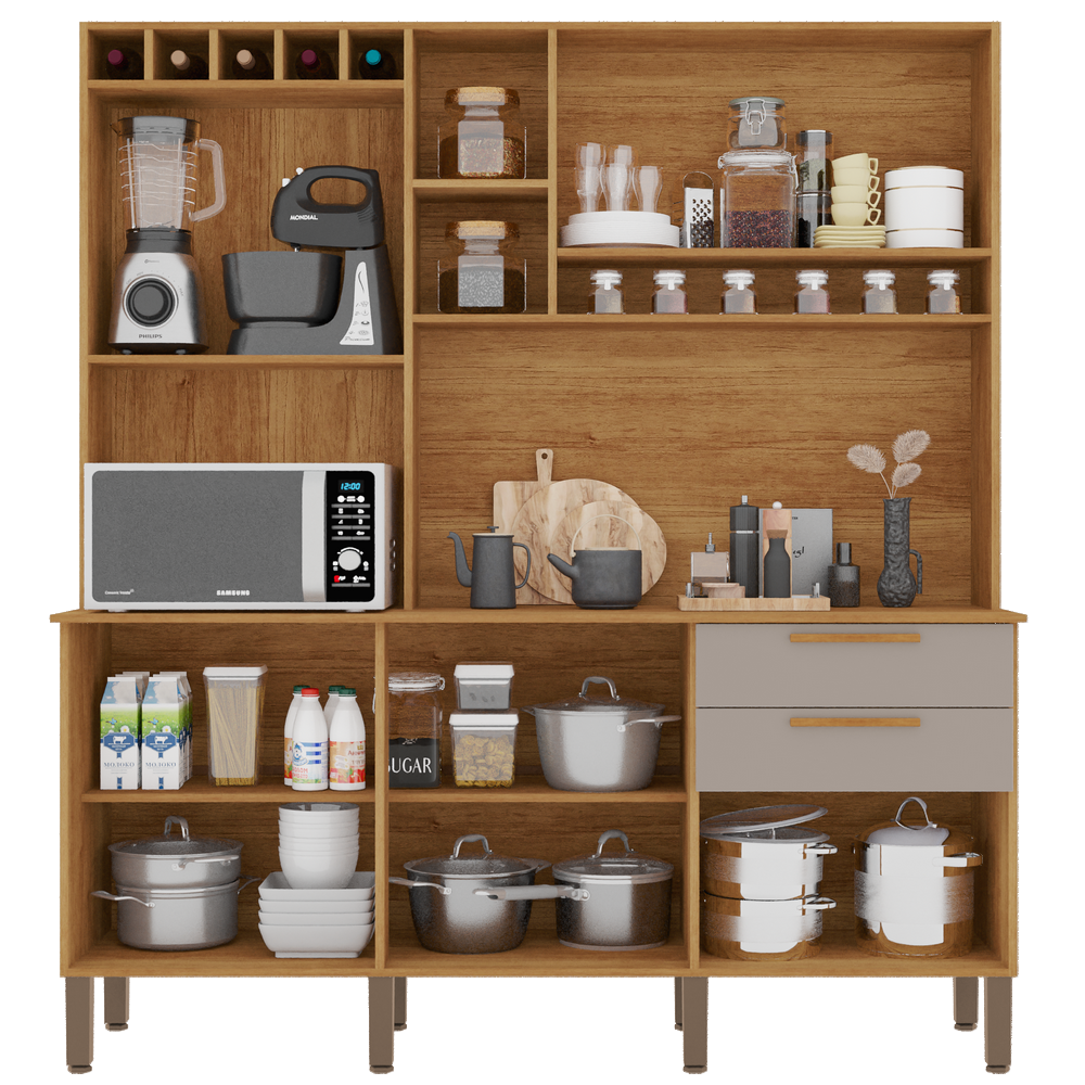 Kit Cozinha New Topázio 1,65 m Cinamomo/Off White – SALLÊTO