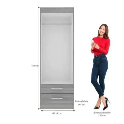 Guarda Roupa Atalaia 2 Portas 2 Gavetas Solteiro Evidencia CINAMOMO