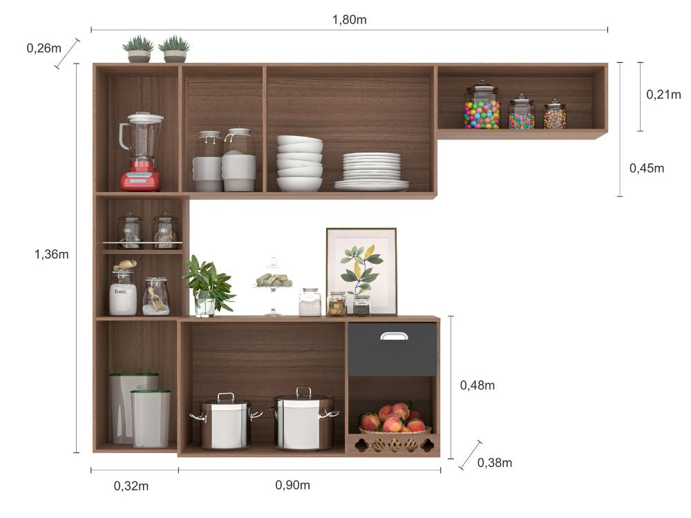 Cozinha Suspensa Mila – Carvalho/Off White - Móveis furniture