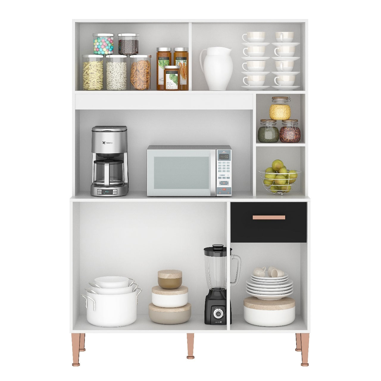 Kit Cozinha Pérola C212 1,20 m Branco/Preto – FELLICCI