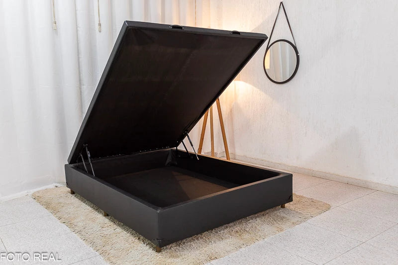 Box Baú Casal Pop 138x188x42 Tiza Korino Preto Nature