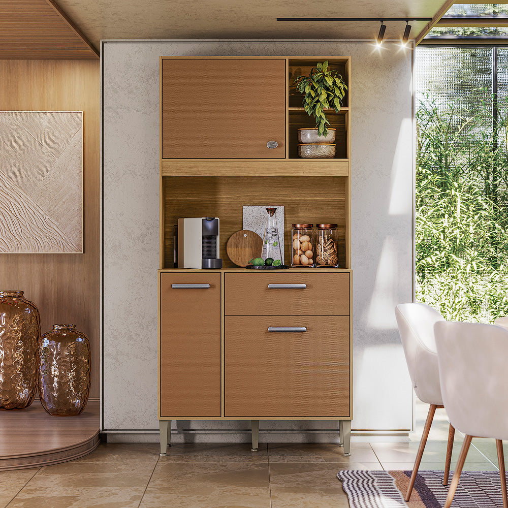 Kit Cozinha Zen 0,90 m Freijó/Caramelo – KIT’S PARANÁ