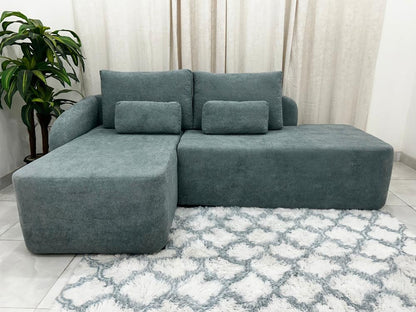 Sofá Orgânico Jade Com Cheise 2.40m – Boucle Verde - Móveis furniture