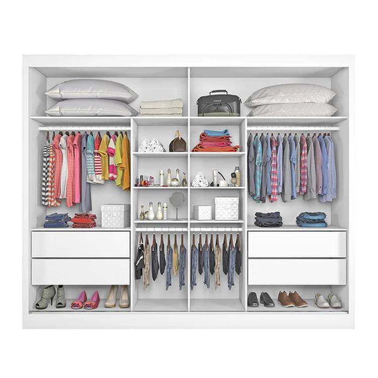 Guarda Roupa Verona Casal com Espelho 2 Portas 4 Gavetas Europa Branco