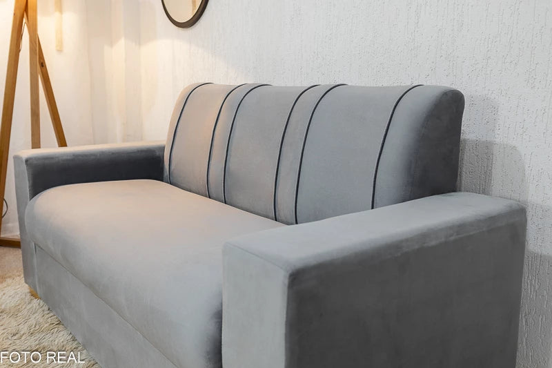 Sofá 3 e 2 lugares Maceió Veludo Cinza/prata - Móveis furniture