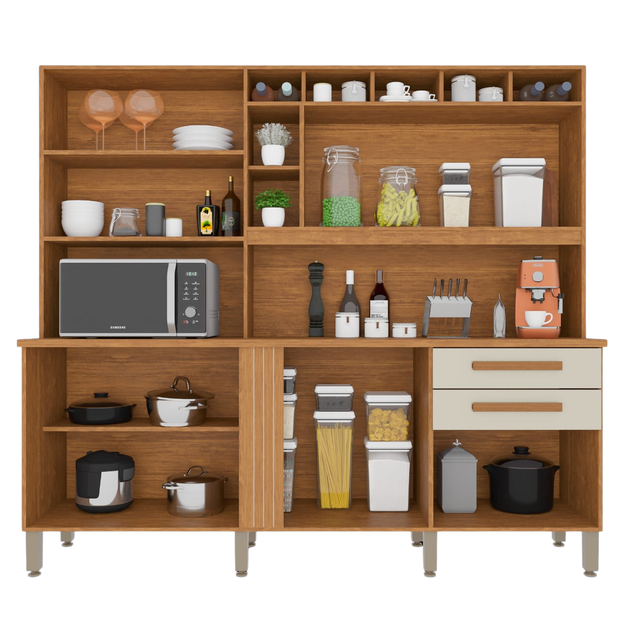 Kit Cozinha Antonela Prime 2,10 m Cinamono/Off White – IMOP