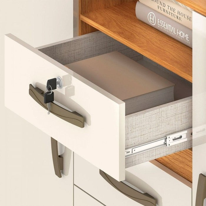 Cômoda 4 Gavetas 2 Sapateiras Angra CO260 Cinamomo/Off White – FELLICCI